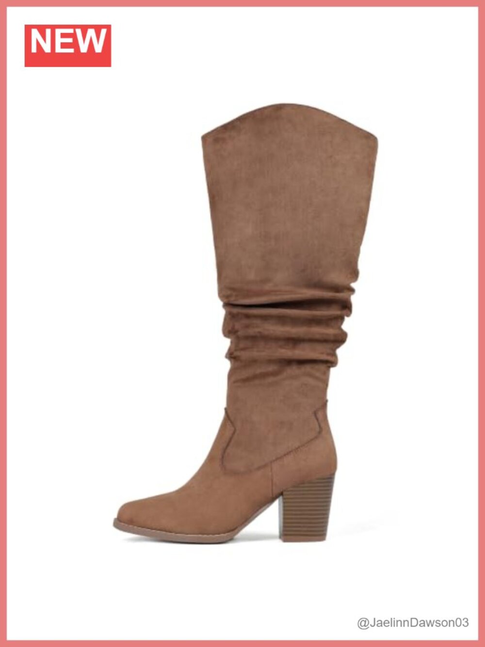 Suede Knee High Boots Wide Calf Block Heel Slouch Tall Boots Fall Winter